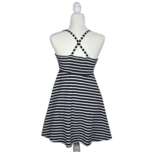 2/$15 Old Navy  Black/White Striped Skater Dress - Picture 3 of 4
